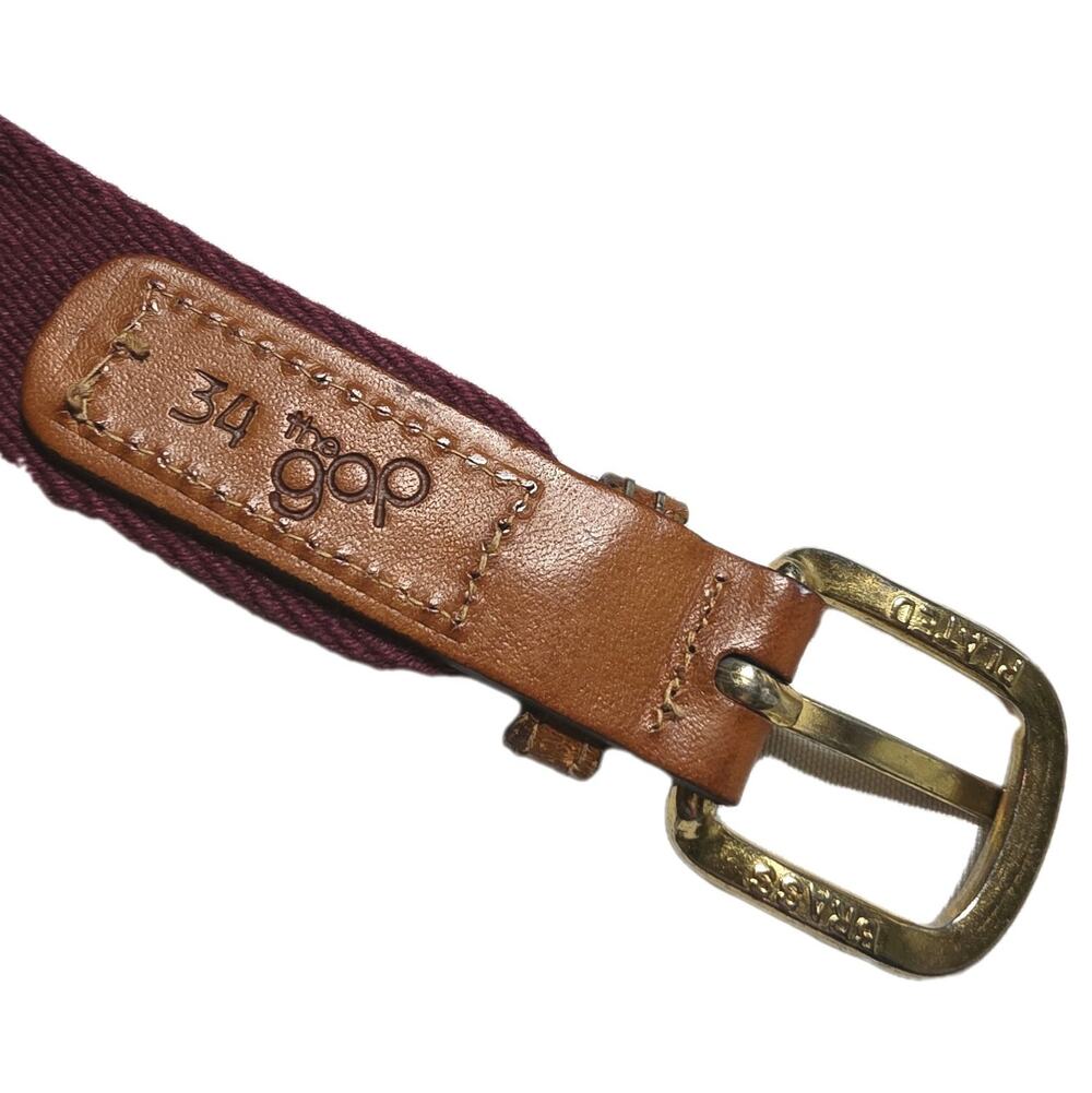 Belt Vintage Collectors GAP Red Canvas and Leather 34 Brass Buckle Streetwear